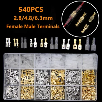 

540Pcs 2.8/4.8/6.3mm FemaleMale Electrical Spade Wire Butt Connectors Lugs Battery Starter Cable Splice Crimp Terminals Kit