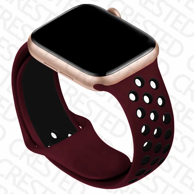 Silicone Strap For Apple Watch band 44mm 40mm iWatch 38mm 42mm Smartwatch watchband Bracelet Apple Watch 6 SE 5 4 3 Accessories Wine black 51