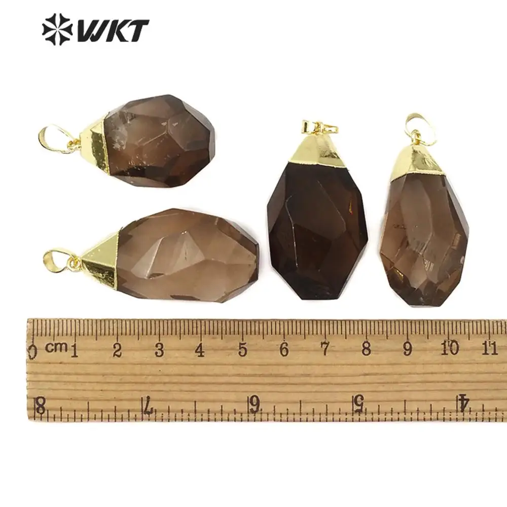 WT-P1458 WKT с золотым покрытием раухтопаз воды подвеска в форме капли Для женщин модные Цепочки и ожерелья кулон ювелирные изделия