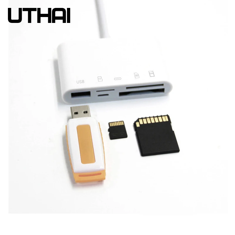 UTHAI C55 для iPhone USB3.0 Lightning XQD устройство для чтения карт SD TF 5в1 Быстрая зарядка usb3.0 конвертер для мышка с камерой IOS13 OTG адаптер