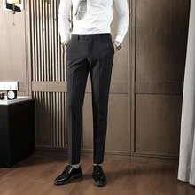 Мужские повседневные брюки осенние и зимние повседневные дикие ноги брюки тонкие брюки Индивидуальность Мода Тренд мужская одежда