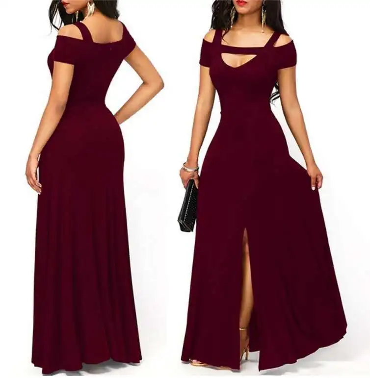 

2019 New Women's V-neck Strapless Long Skirt Prom Evening Dress Irregular Multi-color Dress Elegant Sexy Slim Party Dress