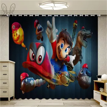 

Anime Super Mario Castle Game Curtains For Window Kids Living Room Bedroom Blackout Curtains Darkening Fabric Drapes Curtains