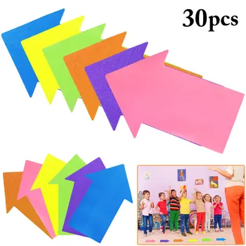 

30pcs Multicolor Spot Marker Arrow Shape Reusable School Home Floor Stickers Premium Nylon Carpet Marker For Preschool 15*10.2cm