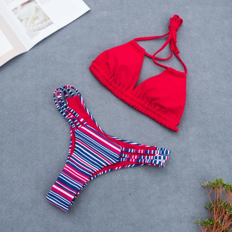 

Bikini Set 2019 Swimming Suit for Women Brazilian Bikinis Swimwear Sexy Red Bathing Suits Push Up Bandeau Two Piece Swimsuit