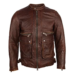 Винтажная состаренная кожаная мужская куртка, натуральная телячья кожа, мужская зимняя куртка, Мужская одежда, осень M182 - Цвет: Vintage Brown