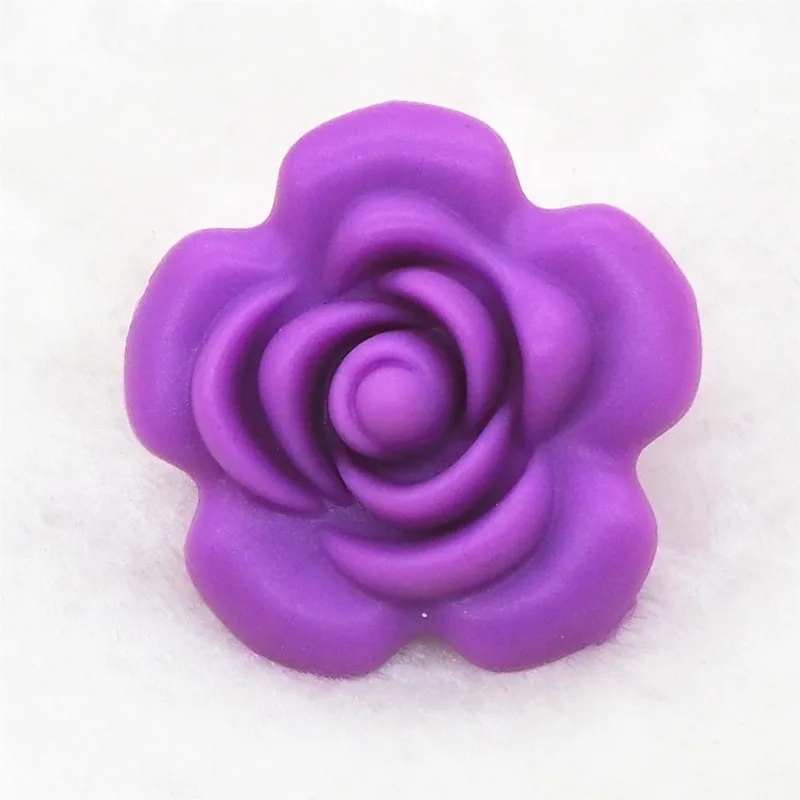 Purple Chenkai 5 шт. силикон с цветком розой, бусинами DIY Детский Прорезыватель Соска для купания манекен Жевательная подвеска Ювелирная игрушка шарик - Цвет: Purple
