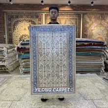 Yilong 2,5 'x4' турецкий Шелковый ковер роскошный синий ручной работы восточный цветочный ковер(HF172B