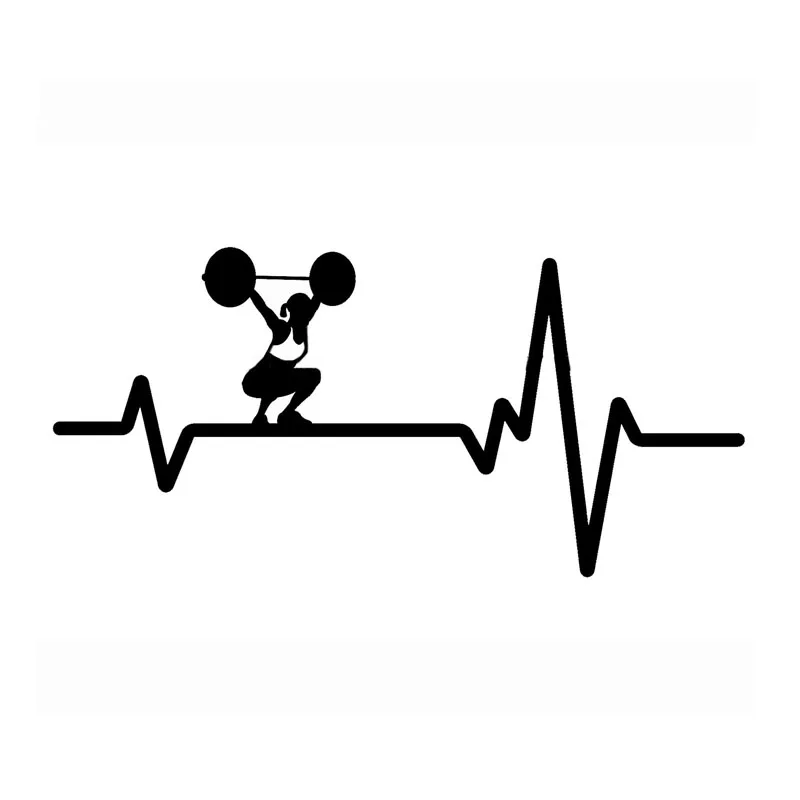 

15.7*7.5CM Fashion Heart Beat Line Crossfit Weight Gym Training Car Stickers Vinyl Decor Silhouette C12-0827
