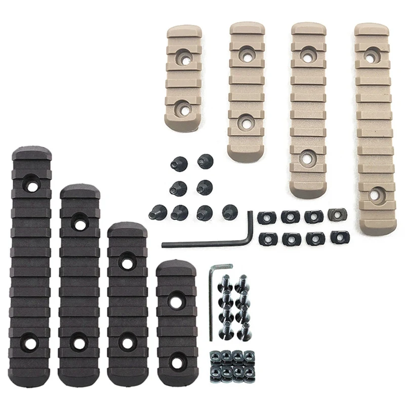 

4 pcs/ set Tactical RailSlots Nylon M-Lok Picatinny Rail Set Weaver Rail Section for Mlok Rail Segment Handguard System