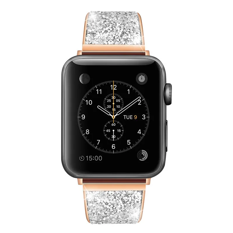 Стразы Алмаз Нержавеющая сталь петля ремешок для наручных часов Apple Watch, версии 44 мм 40 мм металлический браслет для наручных часов iWatch серии 4/3/2/1 38 мм 42 мм