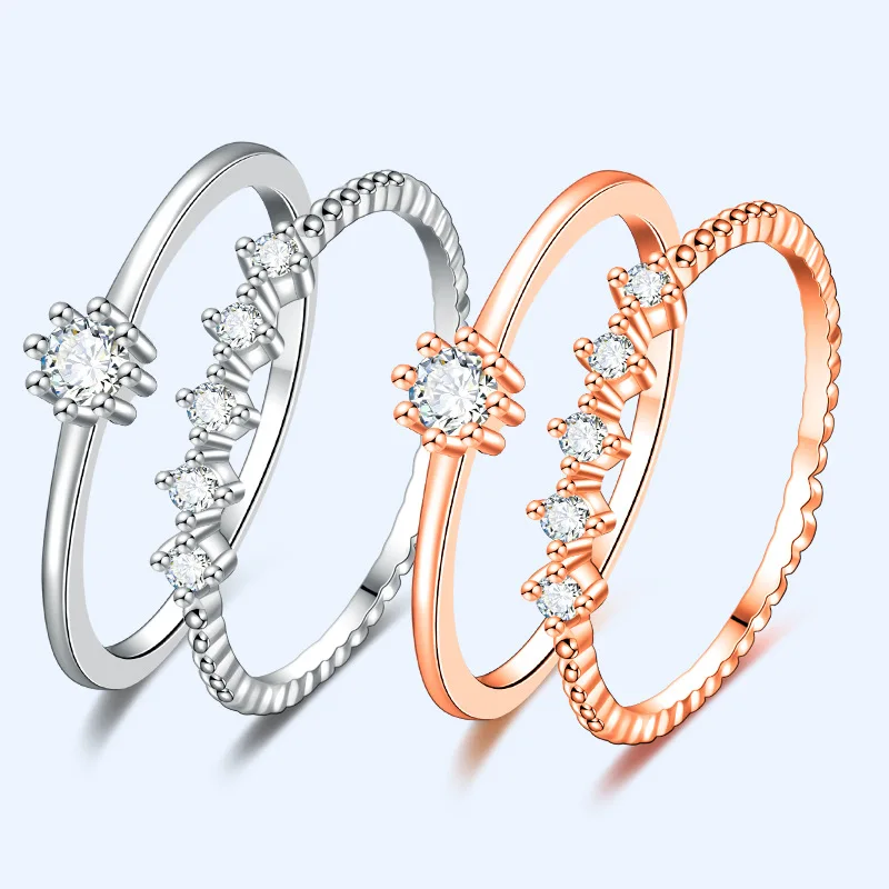 

Solid 925 Silver Rings For Women Cubic Zirconia Ring White Gold Bridal Wedding Engagement Trendy Jewelry Bijoux Femme