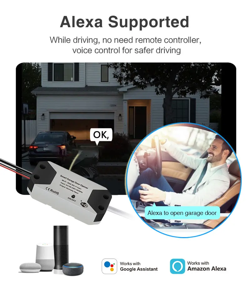 emergency lights for trucks Tuya WiFi Garage Door Opener Door Open / Close Sensor Detector Support Tuya Smart APP Compatible Alexa Google Home waterproof siren