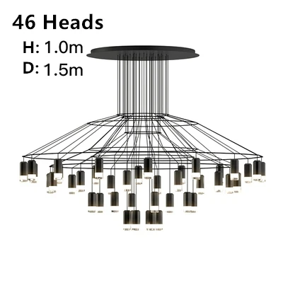 46 Heads H1m Современная линия художественная светодиодная люстра, освещение в скандинавском геометрическом стиле, креативная Подвесная лампа для гостиной, домашний декор, освещение, блеск, светильник - Цвет абажура: 46 Heads H1m