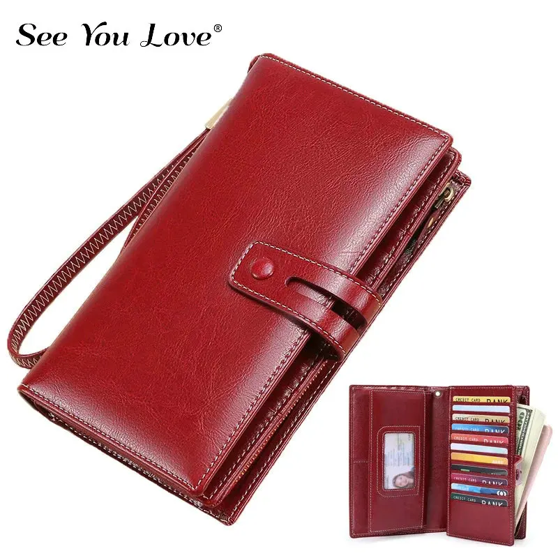 

2019 New Luxury Vintage Female Purses Women Wallets Cow Genuine Leather Clutch Long Zipper Lady Purse Woman Wallet Card Holder