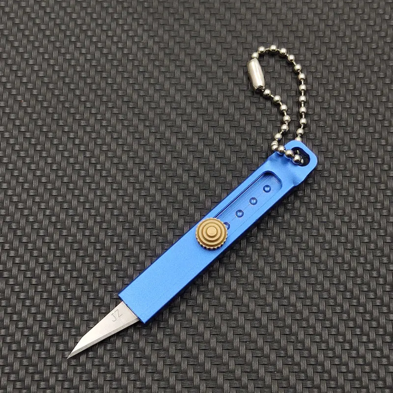 Выдвижной раздвижной нож из алюминиевого сплава для выживания на открытом воздухе портативный EDC карманный складной нож мини-нож бумажный триммер брелок - Цвет: Blue