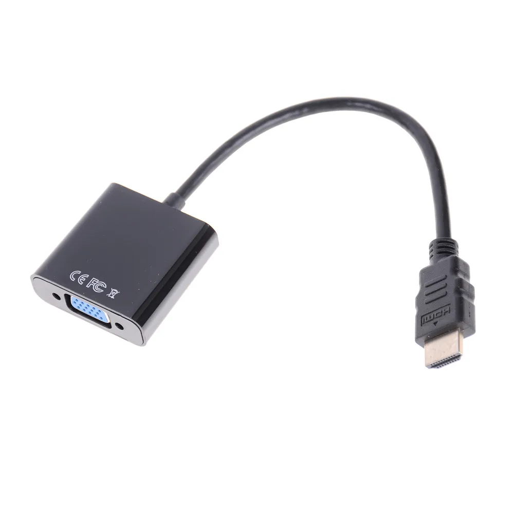 Высокое качество HDMI в VGA адаптер мужской в Famale конвертер адаптер 1080P цифро-аналоговый видео аудио для ПК ноутбук планшет - Цвет: Черный