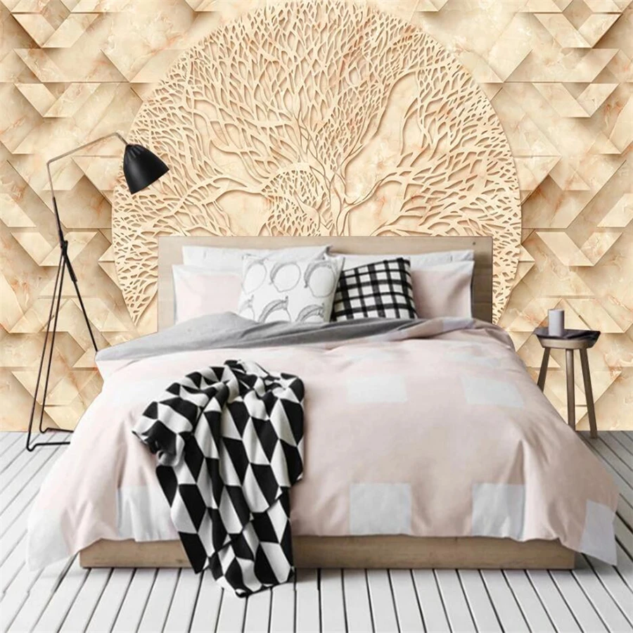 wellyu Custom wallpaper 3d murals modern stone abstract tree geometry stereo TV background wall paper mural papel de parede |