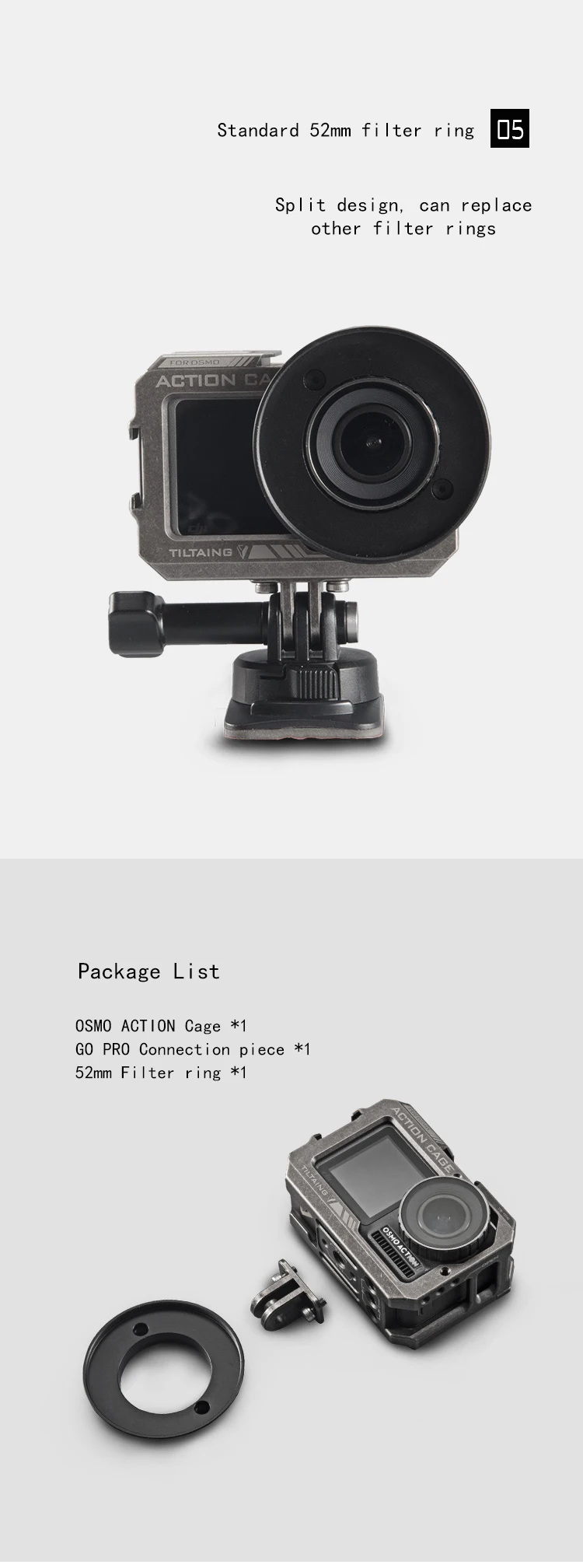 Защитный чехол Tilta из алюминиевого сплава для камеры DJI Osmo Action sport Запчасти для камеры Аксессуары для экшн-камеры
