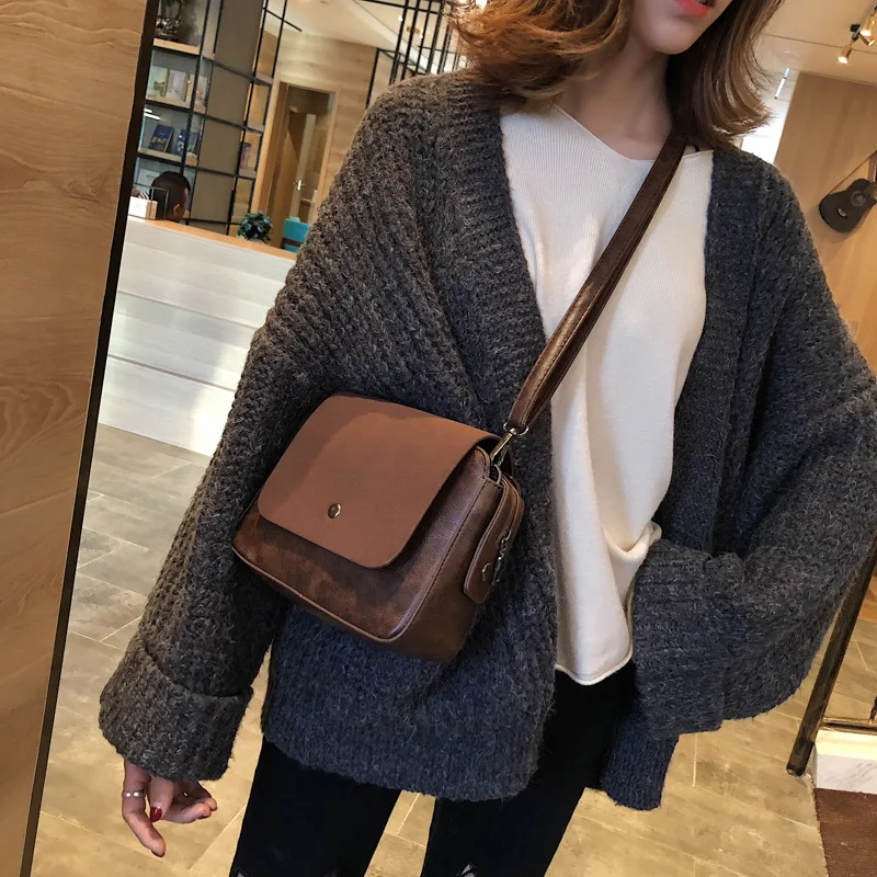 

Scrub simple Joker net red small square bag multi-layer single shoulder diagonal women's bag