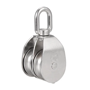 

uxcell Lifting Crane Swivel Hook Single Pulley Block Hanging Wire Towing Wheel Block M50-1pcs