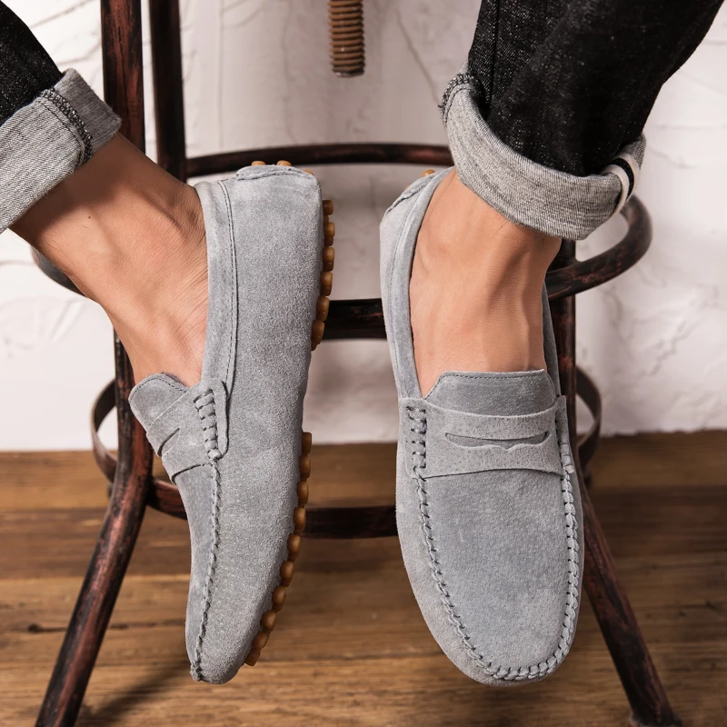 Fashion Boat Shoes Male Winter Plush Suede Mens Loafers Moccasin Flat Casual Loafers Male Leisure Driving Shoes Men HC-477