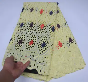 

African Dry Cotton Lace Fabric with Stones High Quality Embroidery Nigerian Cotton Lace Swiss Voile Lace in Switzerland HS-004