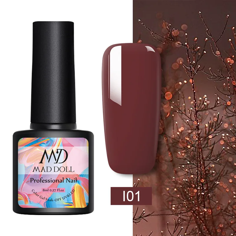 I01 MAD DOLL, 8 мл, УФ-гель для ногтей, розовое золото, блестки, блестки, замачиваются, УФ Гель-лак, Цветной Гель-лак для ногтей, сделай сам, лак для ногтей - Цвет: I01