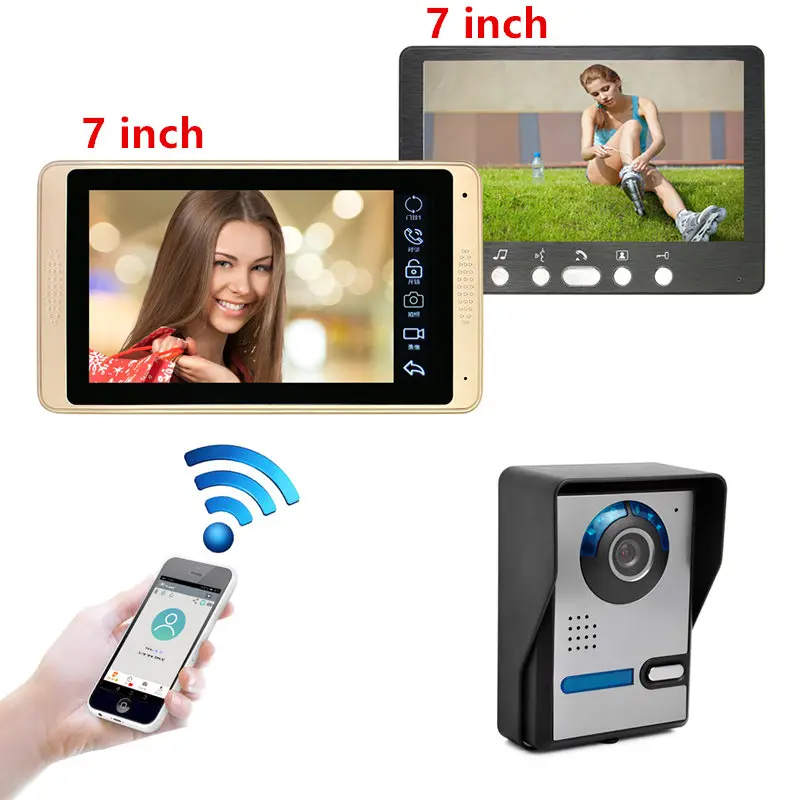 DIY 7inch Wired Wifi IP Video Door Phone Doorbell Intercom Entry System with HD 1000TVL Wired Camera Night Vision