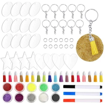 

Acrylic Keychain Blanks Clear Acrylic Circle Discs with Hole Tassles Keychain Rings DIY Keepsake Monogram Keychains
