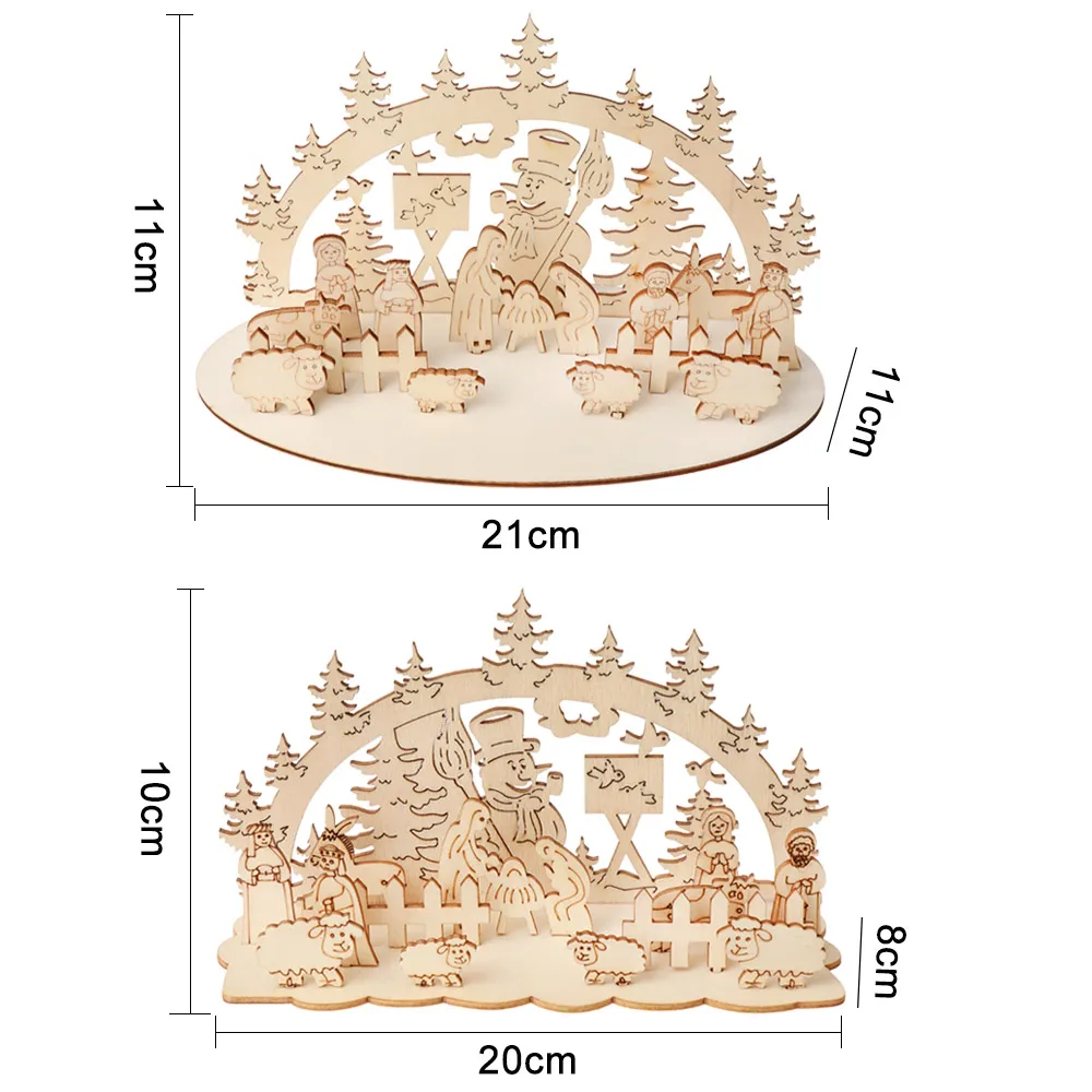 Креативный подарок, комбинированная игрушка, рождественские вечерние поставки, церковный снеговик, рождественские украшения, настольные украшения, украшения для дома, деревянные поделки