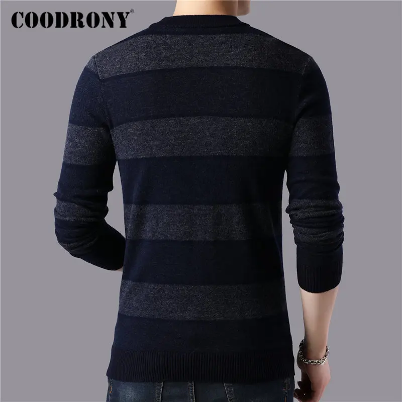 COODRONY Brand 100% Merino Wool Sweater Men Fashion Plaid Pull Homme Winter Thick Warm Sweaters Soft Cashmere Pullover Men 93046