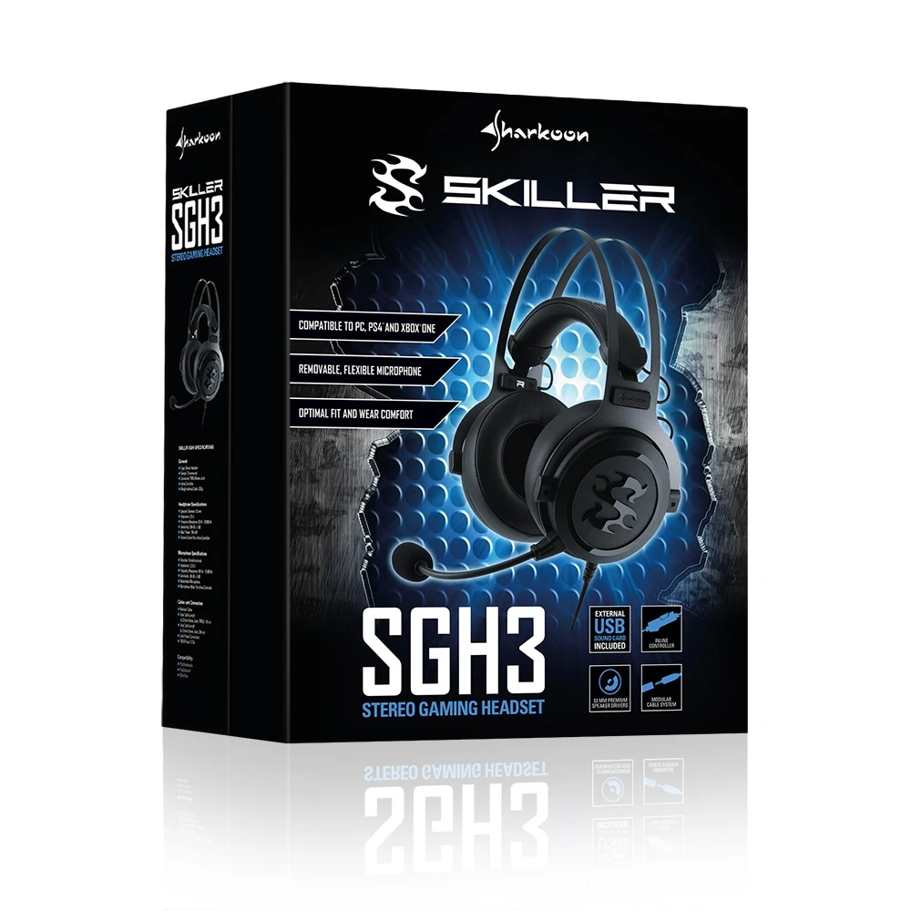 Гарнитура Sharkoon Skiller SGH3 проводная, 20-20000 Гц, 32 Ом, 100 дБ, 100 мВт,-38 дБ цвет: черный