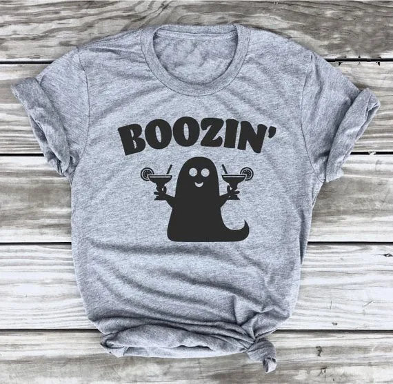 Бухаем футболка приведение на войлоке Веселая обувь для хеллоуина Drinking Shirt
