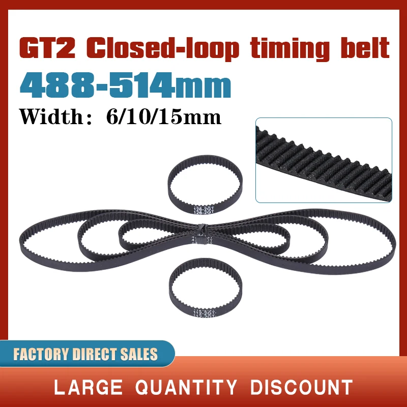 

GT2 Closed Loop Timing Belt Rubber 488/490/492/494/496/498/500/502/504/506/508/510/512mm 2GT width 6/10/15mm 3d printer parts