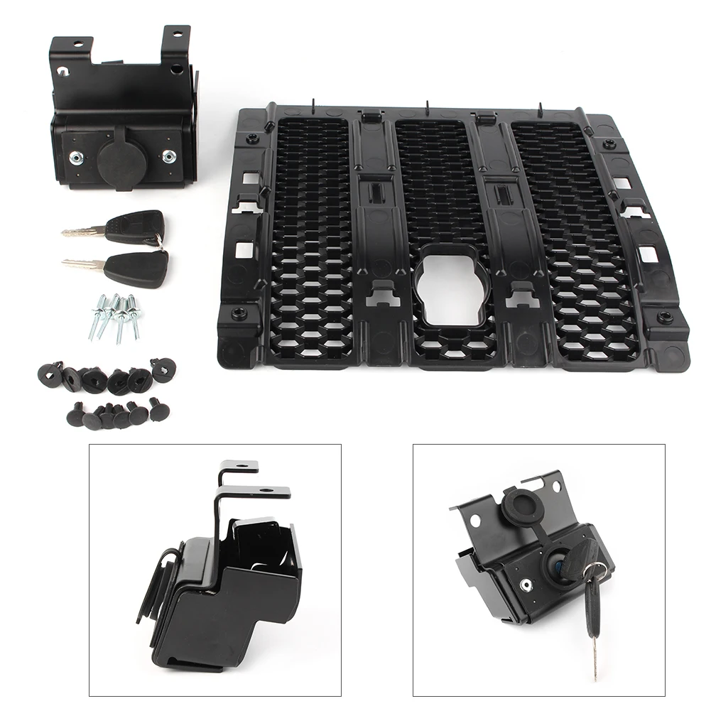 

Black Car Hood Lock Catch Cover Kit with Key For 2018 Jeep Wrangler JL Sahara Rubicon Unlimited Fit Standard Based Model