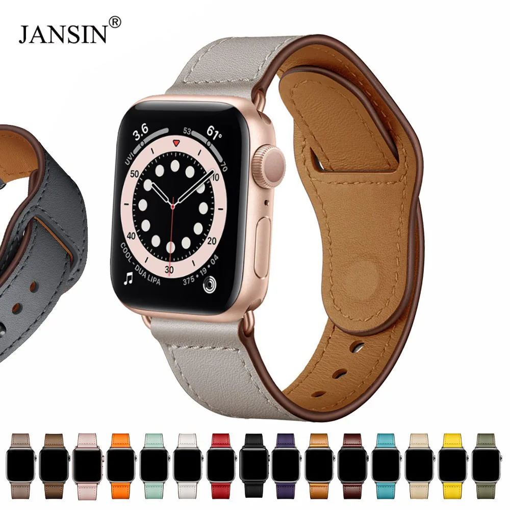 Ремешок JANSIN для apple watch series 6 SE 5 4 3 спортивный ремешок из натуральной кожи Swift iWatch с