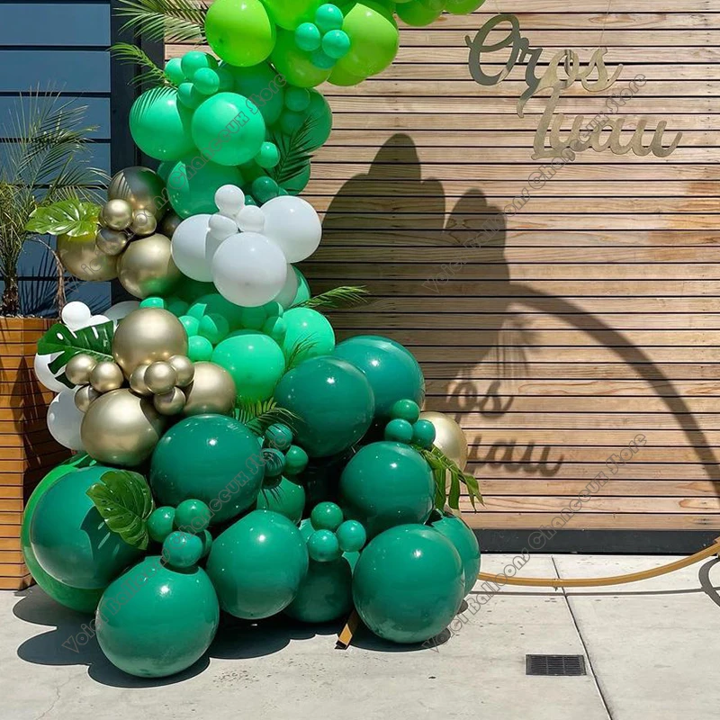 Kit Arche Ballon Vert Sauge,102 pièces Guirlande Ballon Vert Olive, Arche  de Ballon Vert et Or Blanc ​pour Fête de Jungle Safari Deco Anniversaire