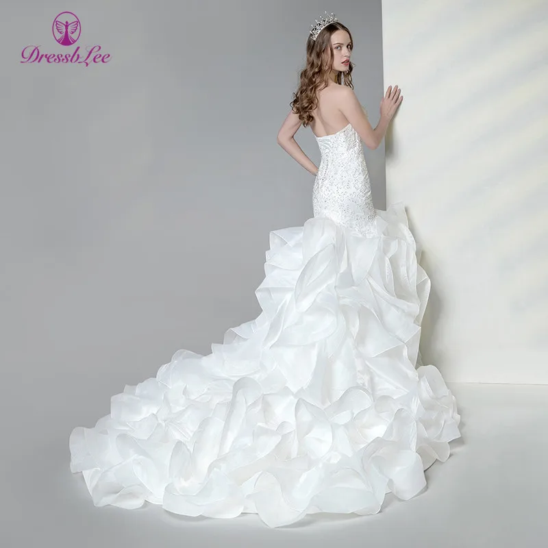 DressbLee новое предложение кружевные свадебные платья русалки с бисером цвета слоновой кости свадебные платья со шлейфом Свадебное платье