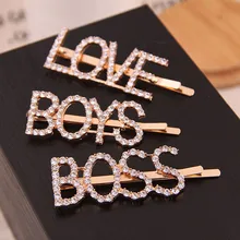 Заколки для волос с буквами для женщин, трендовые заколки с кристаллами и звездами любви, золотые заколки, аксессуары для головы, Свадебные Заколки, подарок для девочек, головной убор