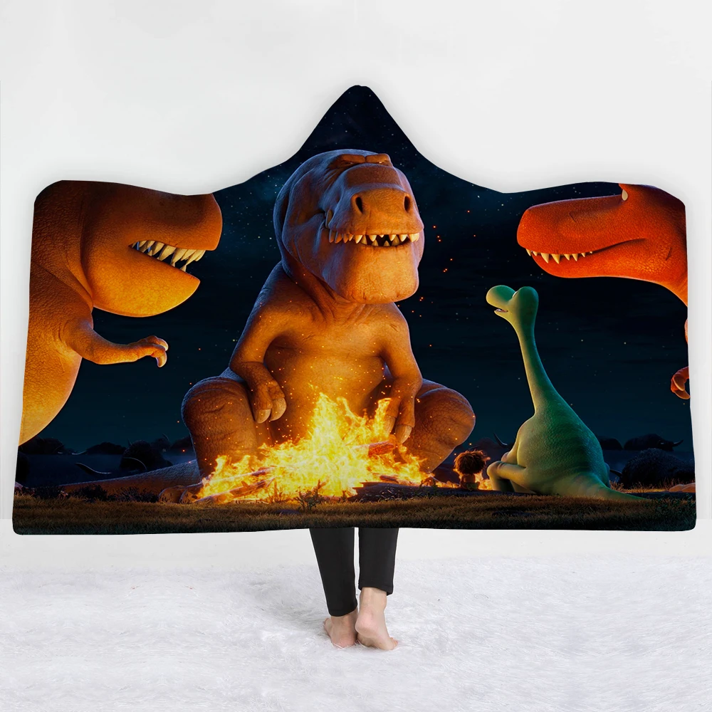 Jarassic Park одеяло с динозавром, с ворсом, пригодное для носки, с капюшоном, пледы, одеяло для взрослых, флис, шерпа, одеяло, Первобытный лес, домашнее одеяло
