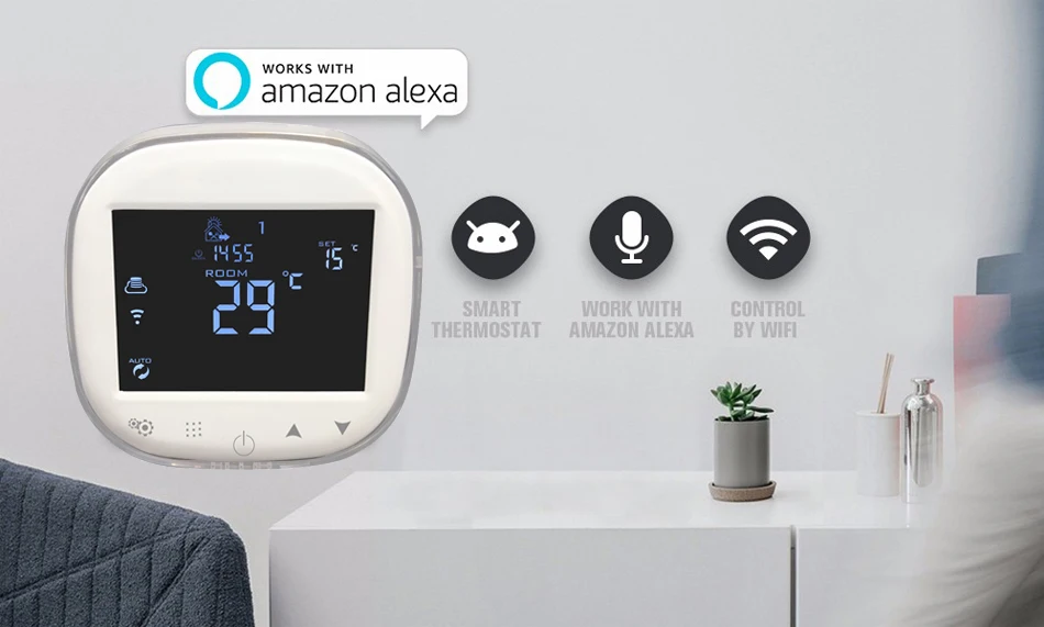 

Programmable WiFi Thermostat Water/Gas Boiler Heating Thermostat Room Temperature Controller Works with Alexa Google Home
