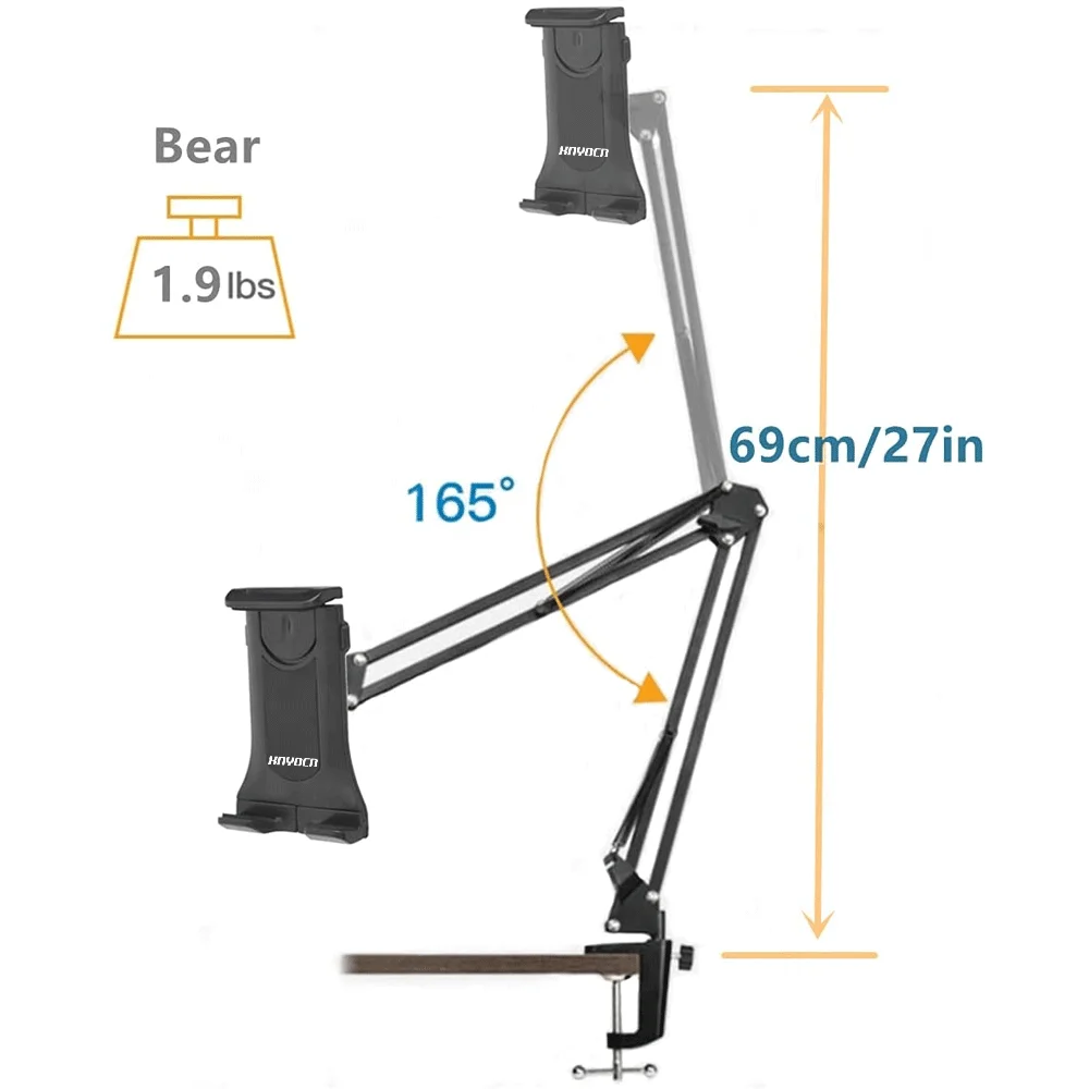 4 bis 12 Zoll Tablet Ständer Halter für iPad Pro 2 3 4 Air Mini Unterstützung Lange Arm Handy Tablet Bett/Desktop Clip Halterung – Detail 5