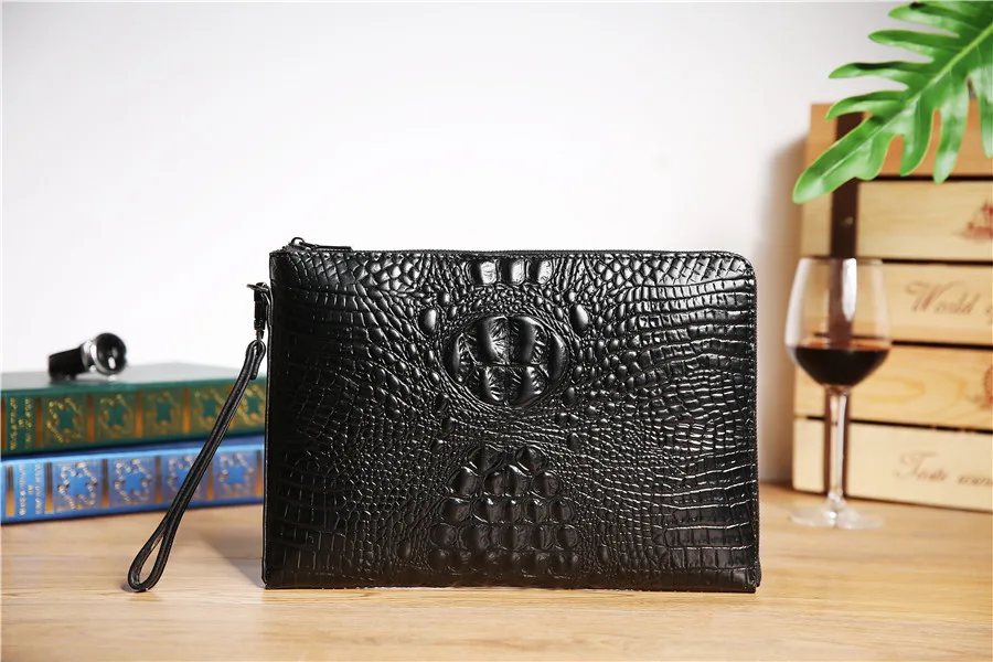 new Korean men's handbags fashion leather street new crocodile pattern clutch bag