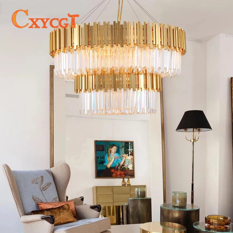 

Modern Luxury Gold Chandeliers Hanging Crystal Chandelier Light Household Lamp KTV Hotel Restaurant Decoration lamp