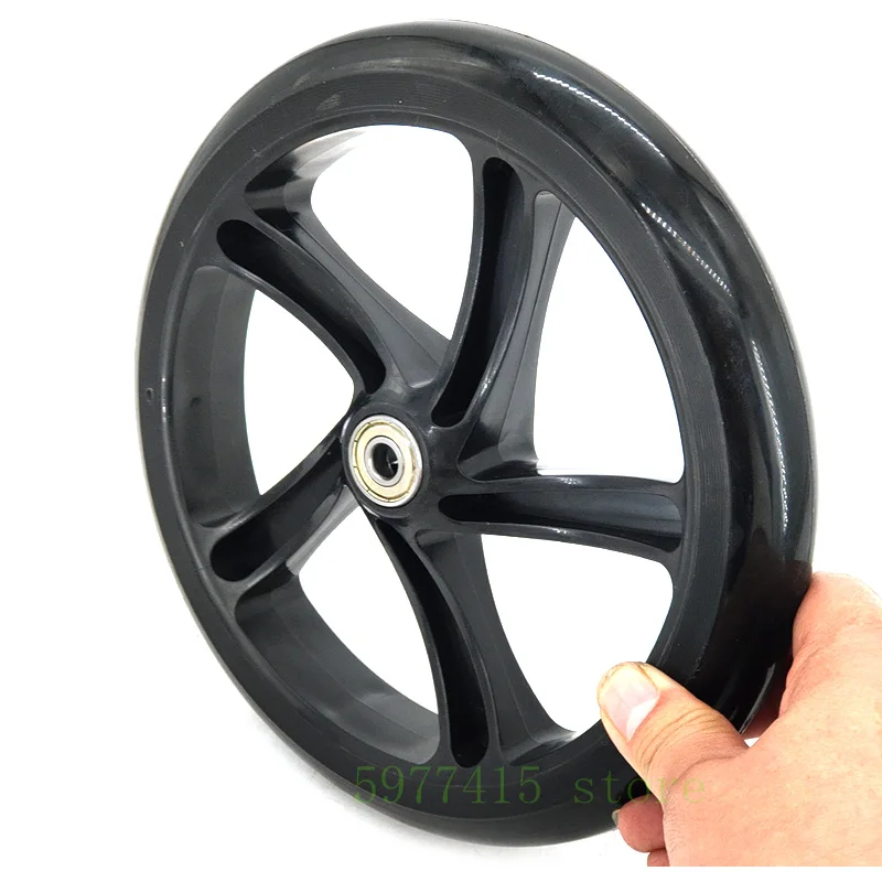 200mm ADULT SCOOTER WHEEL 30mm WIDE in BLACK PRE-FITTED WITH ABEC-9 BEARINGS 