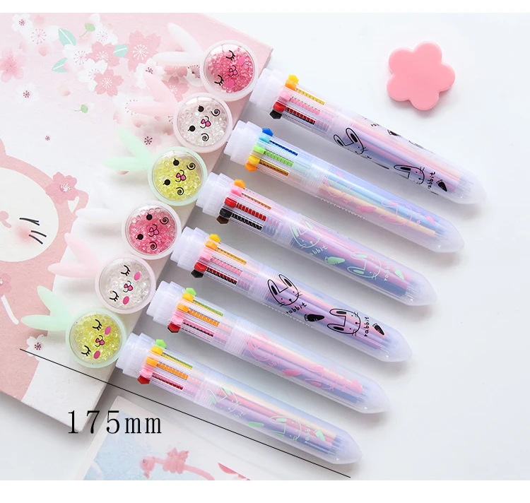 10 цветов креативный милый кролик шариковая ручка хайлайтер подкладка канцелярские принадлежности для студентов письмо и рисование Scrawl поставки