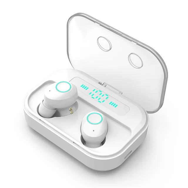 Белый Беспроводные наушники Tws Bluetooth наушники fone de ouvido sem fio handsfree Наушники bluetooth Спорт светодиодный дисплей для всех телефонов - Цвет: Белый