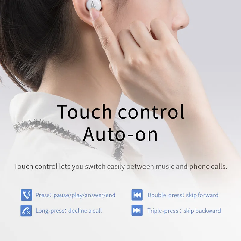 EDIFIER TWS1 Wireless Bluetooth Earphone V5.0 Support aptX IPX5 Touch Control Bluetooth Earbuds 3D Stereo Wireless Earphone