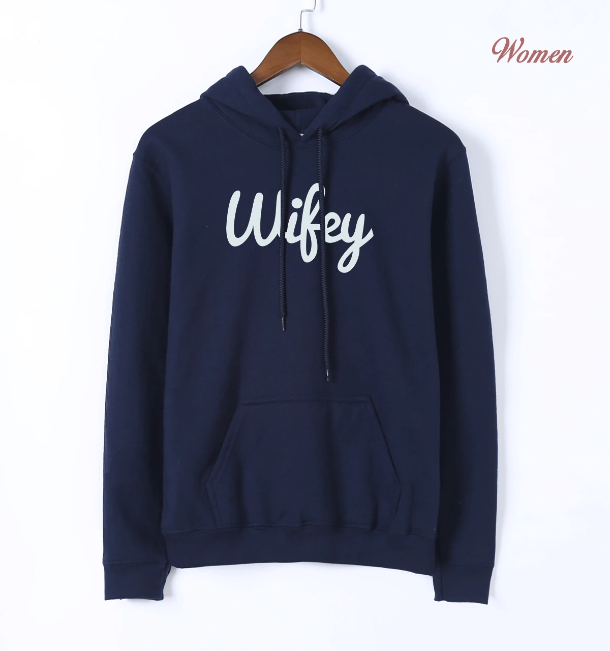 Wifey Kawaii розовый длинный рукав с капюшоном для женщин весна осень толстовки женские K-pop Толстовка Теплый Флис Harajuku спортивный костюм - Цвет: dark blue